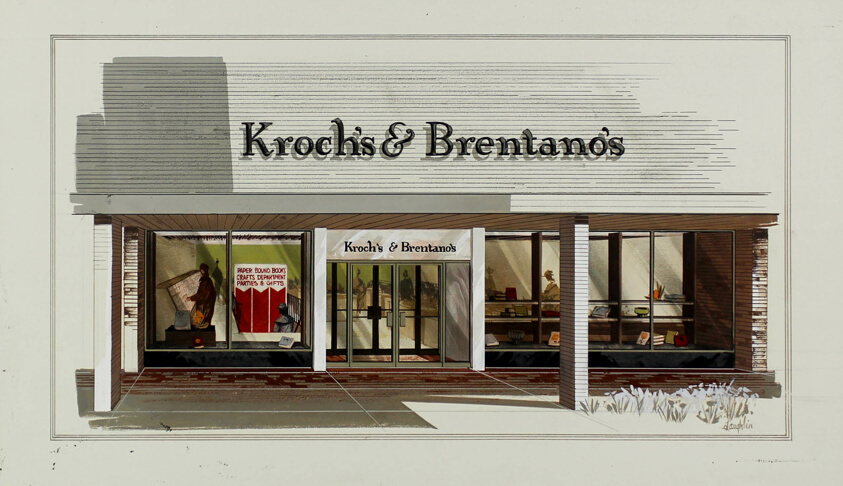 Kroch's and Brentano's Bookstore, Old Orchard Shopping Center, Skokie, Illinois, Presentation Drawing