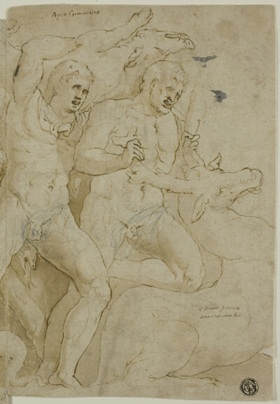 Ancient Sarcophagus Relief with the Labors of Hercules