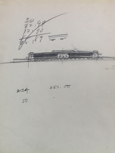 Art Institute of Chicago 1934 Competition Addition, Chicago, Illinois, Elevation Study