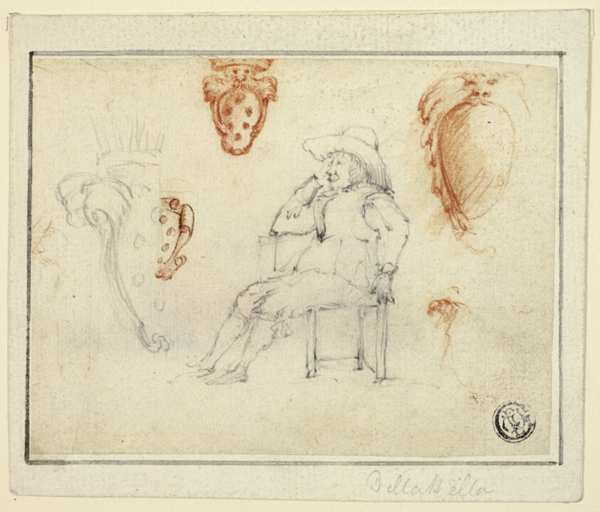 Sketches of Seated Man, Medici Coats of Arms