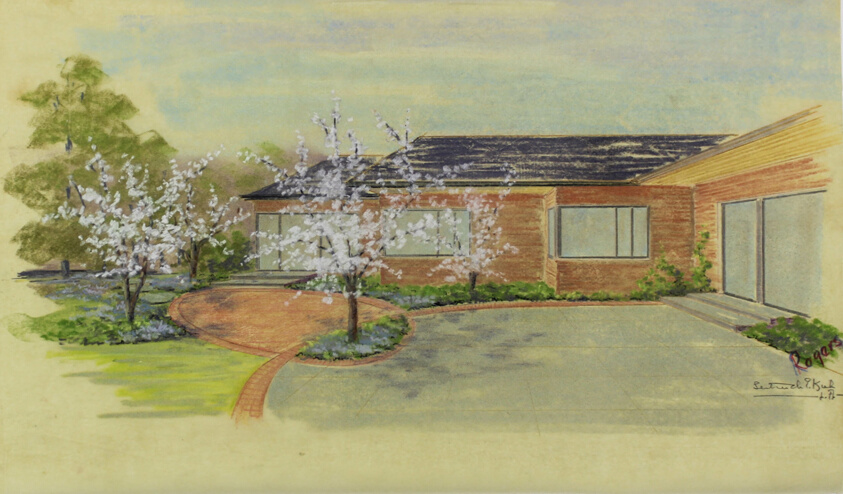 James and Hortense Becker House, Highland Park, Illinois, Presentation Drawing
