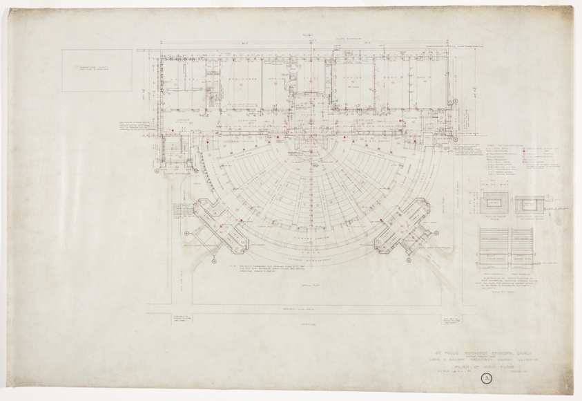 Saint Paul's Methodist Episcopal Church, Cedar Rapids, Iowa, Main Floor Plan