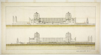 Hall of Science, Century of Progress Exposition, Chicago, Illinois, East and West Elevations