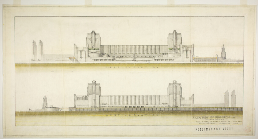 Hall of Science, Century of Progress Exposition, Chicago, Illinois, East and West Elevations