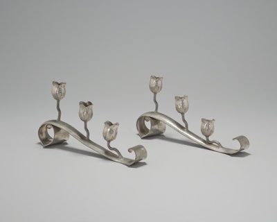 Pair of Three-Light Tulip Candleholders
