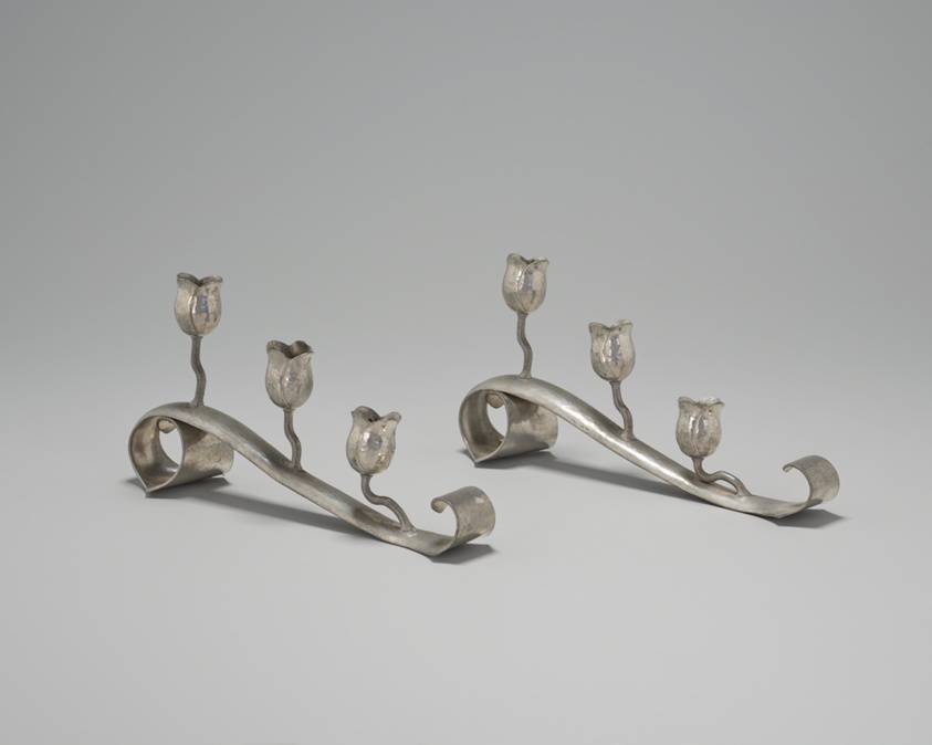 Pair of Three-Light Tulip Candleholders