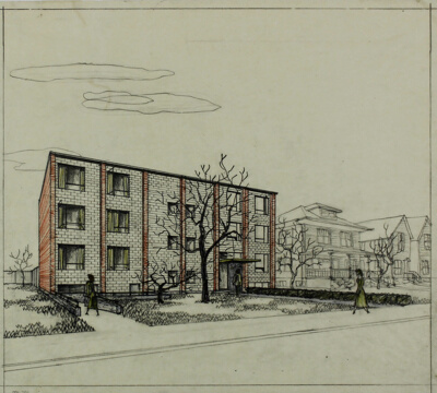 Lowrise Apartment Building, Chicago, Illinois, Presentation Design Study