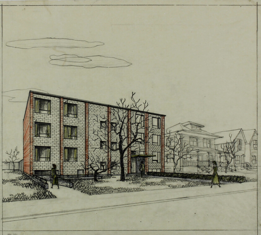 Lowrise Apartment Building, Chicago, Illinois, Presentation Design Study