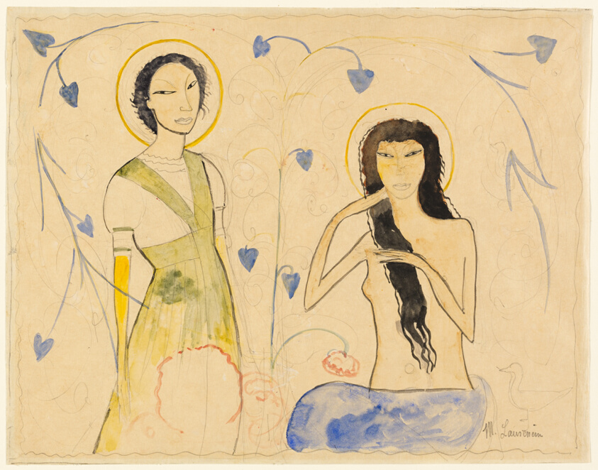 Two Women with Vine Decoration
