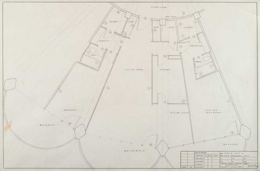 Marina City, Chicago, Illinois, Bedroom Unit Plan