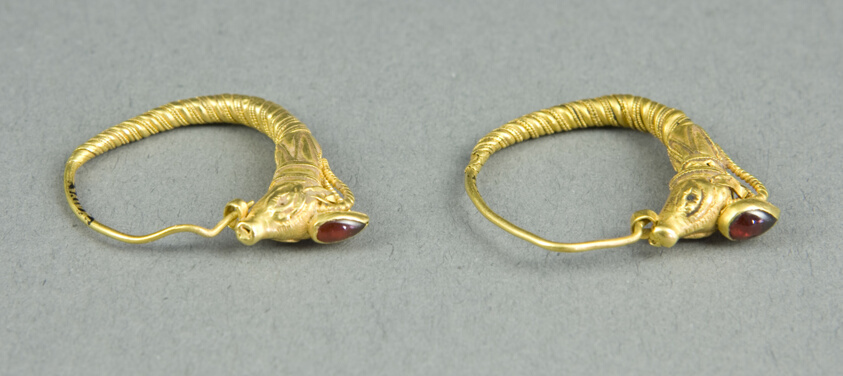 Pair of Earrings with Ibex Head Finials