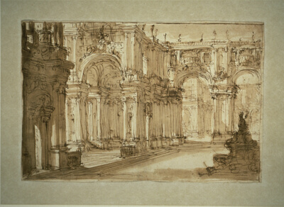 Palatial Courtyard with a Fountain