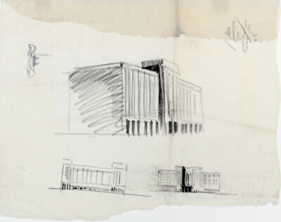 United States Post Office, Chicago, Illinois, Perspective and Elevation Studies