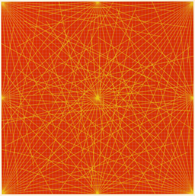 Plate #03, from Lines In Color on Color From Corners Sides and Centers to Specific Points on a Grid