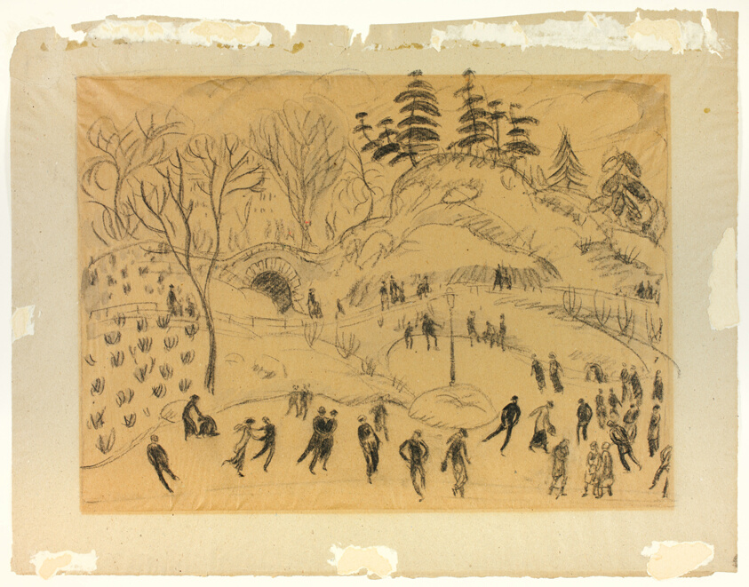 Central Park Skating (recto); Sketch of Four Figures (verso)