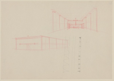 Chapel, Illinois Institute of Technology, Chicago, Illinois, Exterior and Interior Perspective