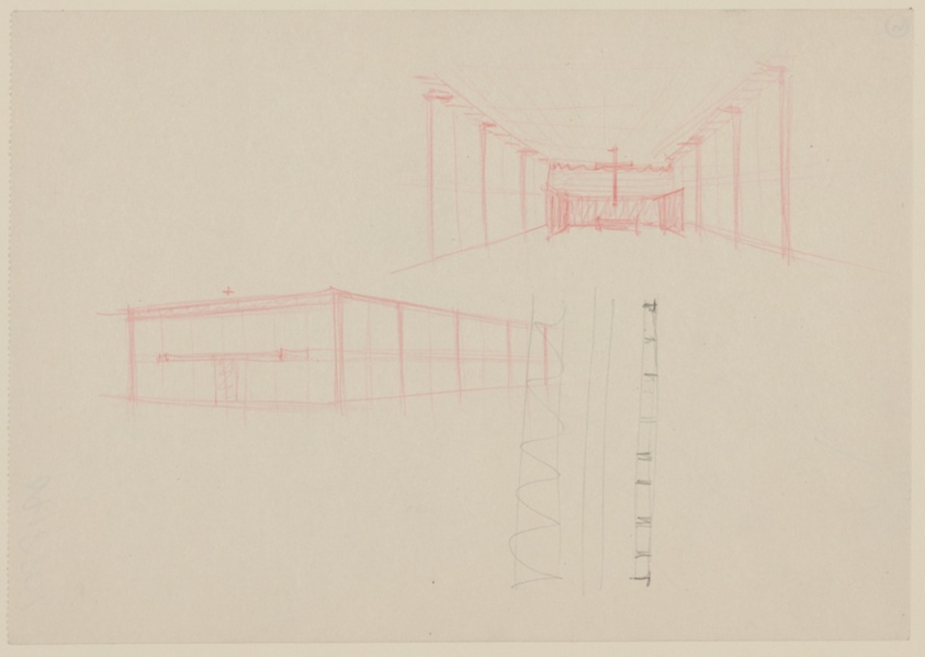 Chapel, Illinois Institute of Technology, Chicago, Illinois, Exterior and Interior Perspective