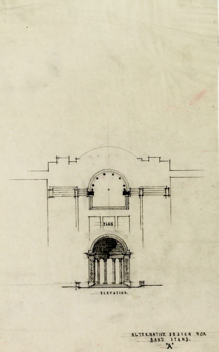 Theodore Thomas Monument Band Stand Scheme, Grant Park, Chicago, Plan and Elevation