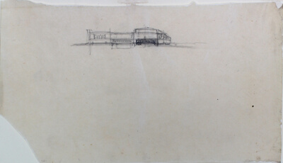 Art Institute of Chicago 1934 Competition Addition, Chicago, Illinois, Exterior Perspective Sketch