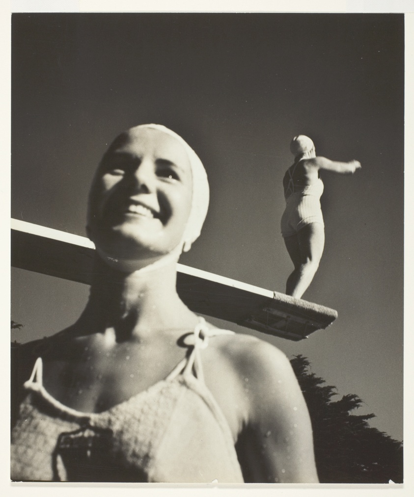 Helen Crenklowich, Champion Swimmer with Diver, San Francisco