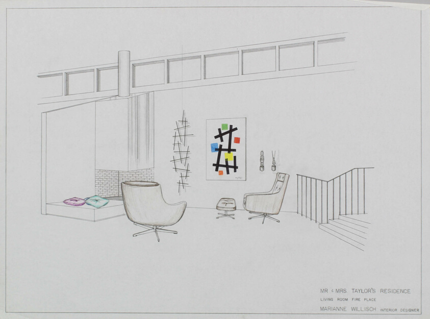 Mr. and Mrs. Taylor House, Perspective Drawings and Plan
