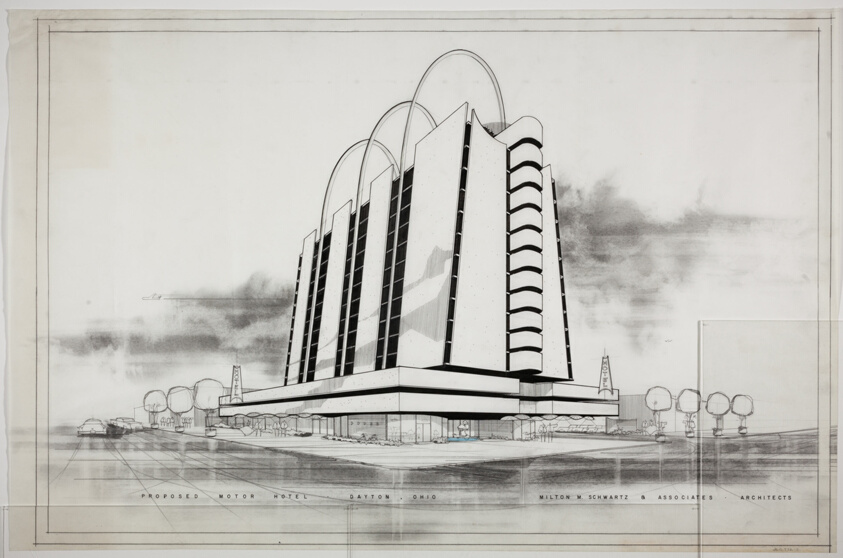Proposed Motor Hotel, Dayton, Ohio, Perspective