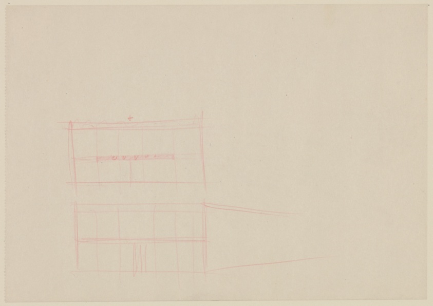 Chapel, Illinois Institute of Technology, Chicago, Illinois, Elevation and Exterior Perspective