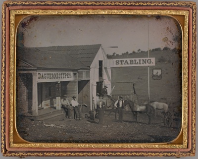 Untitled (Daguerreotype Studio and Russel & Co Livery Stable, Mokelumne Hill, California),