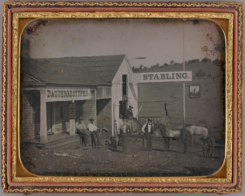 Untitled (Daguerreotype Studio and Russel & Co Livery Stable, Mokelumne Hill, California),