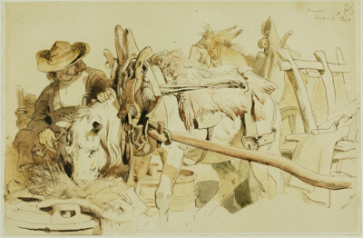 A Farmer Feeding his Pony in Geneva (recto); Seated Friar (verso)