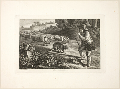 Arcadian Shepherd Boy and His Flock of Sheep