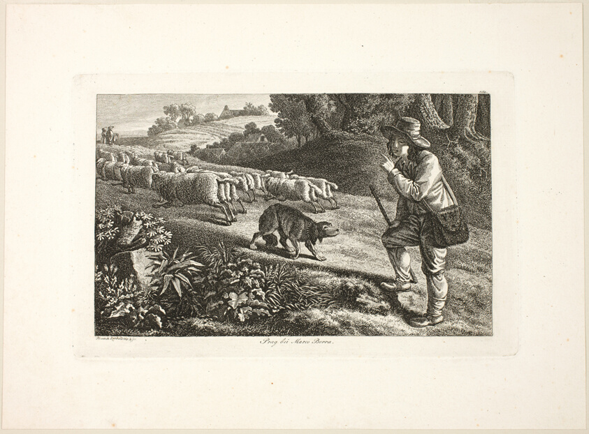 Arcadian Shepherd Boy and His Flock of Sheep