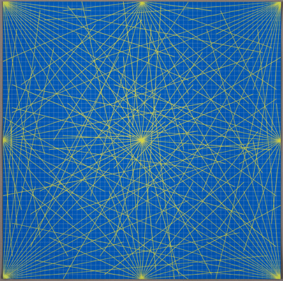 Plate #05, from Lines In Color on Color From Corners Sides and Centers to Specific Points on a Grid