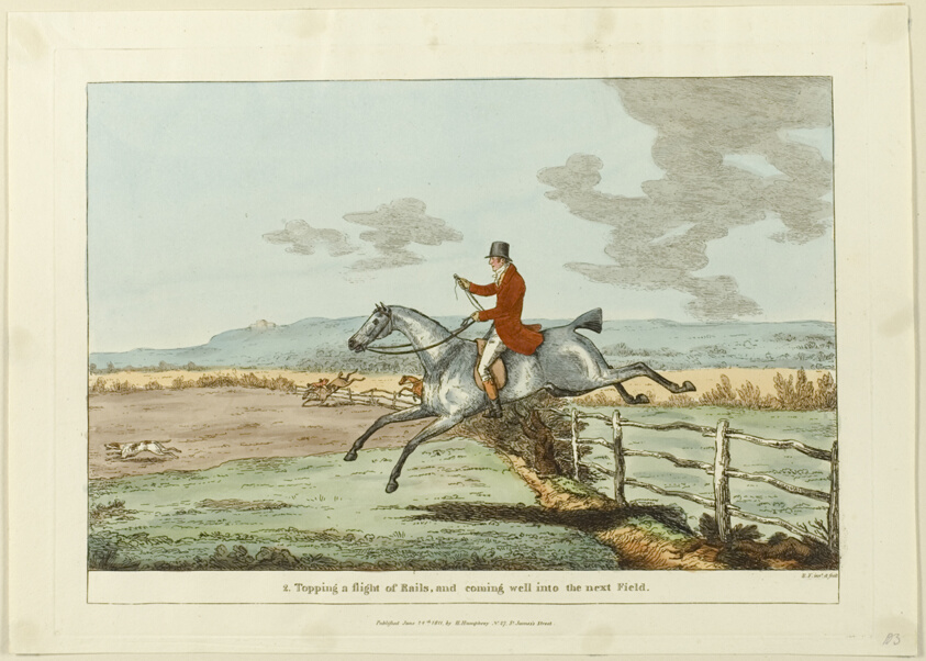 Topping a Flight of Rails, and Coming Well into the Next Field, plate two from Insdispensable Accomplishments