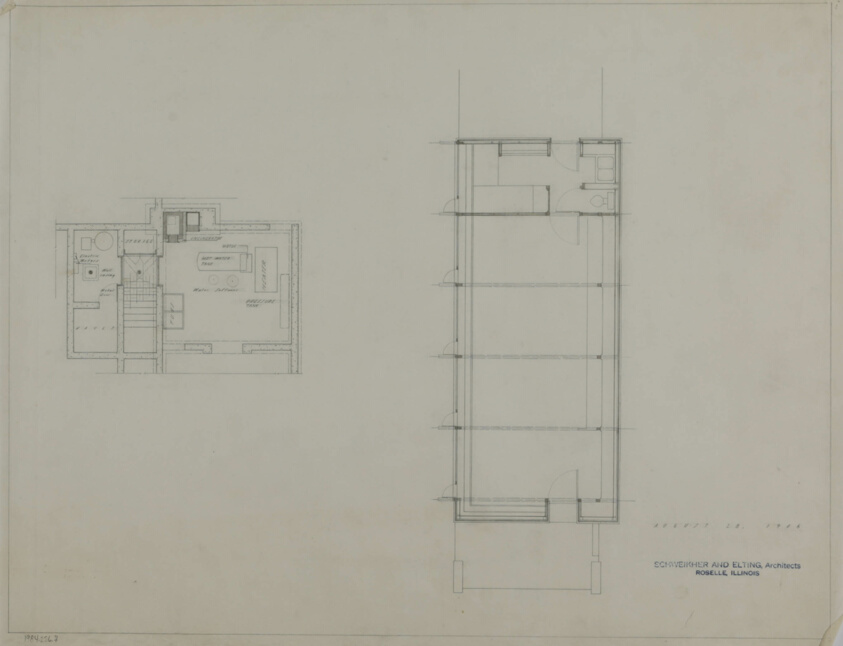Schweikher House, Roselle, Illinois, Basement Plan