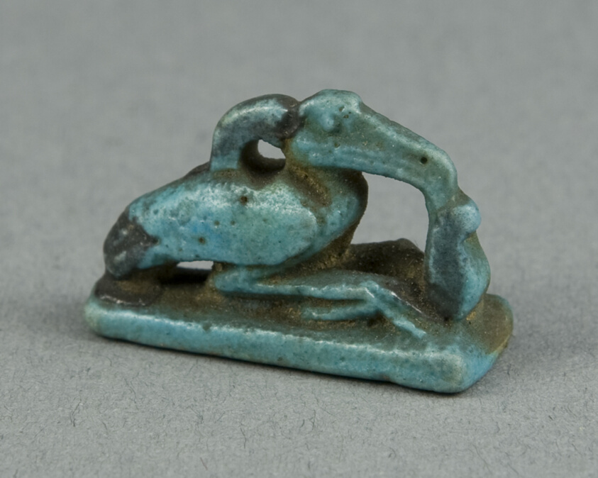 Amulet of the God Thoth as a Crouched Ibis with Feather of Maat