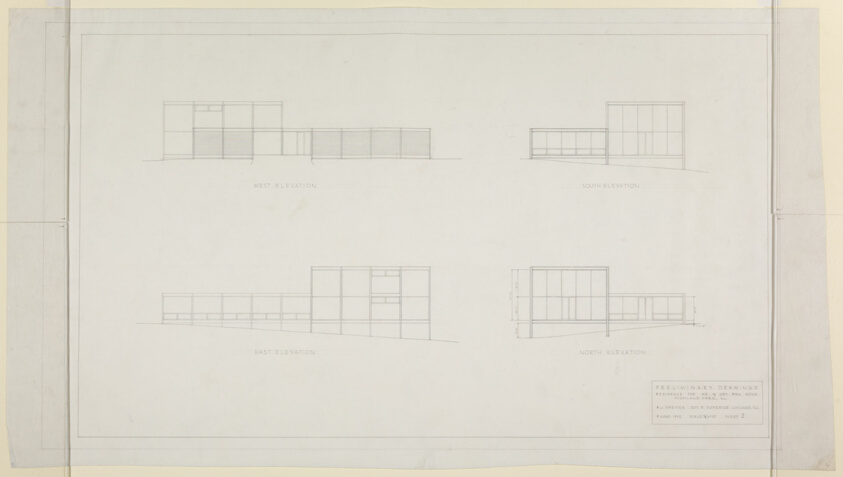 Rose House, Highland Park, Illinois, Four Elevations