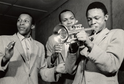 Hugh Masekela Playing on a Trumpet Provided by Satchmo