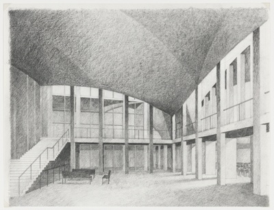 Sinai Temple Competition, Chicago, Illinois, Interior Perspective