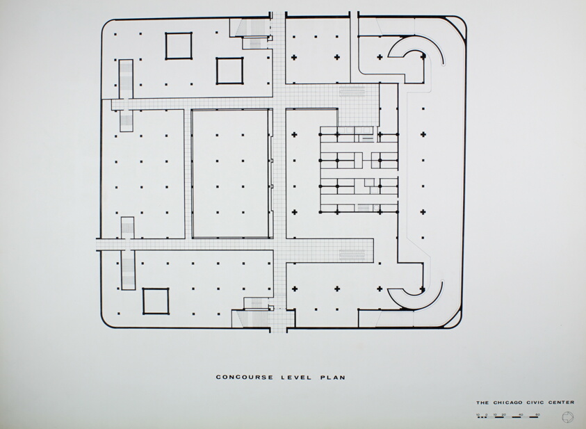 Chicago Civic Center, Chicago, Illinois, Concourse Level Plan