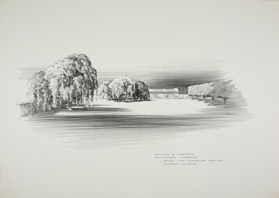 Square D Company Administration Building, Milwaukee, Wisconsin, View of Landscape Across Lawn