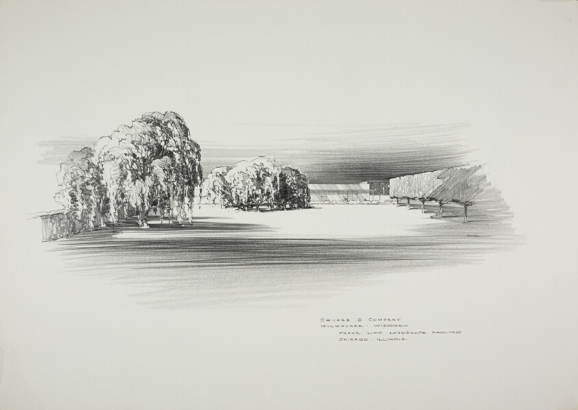 Square D Company Administration Building, Milwaukee, Wisconsin, View of Landscape Across Lawn