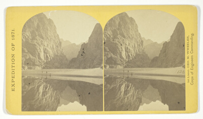 View down Black Cañon, from Mirror Bar. The walls repeated by reflection, No. 3 from the series "Geographical Explorations and Surveys West of the 100th Meridian"