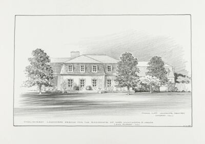 Mrs. Huntington B. Henry House, Lake Forest, Illinois, Lawn Perspective