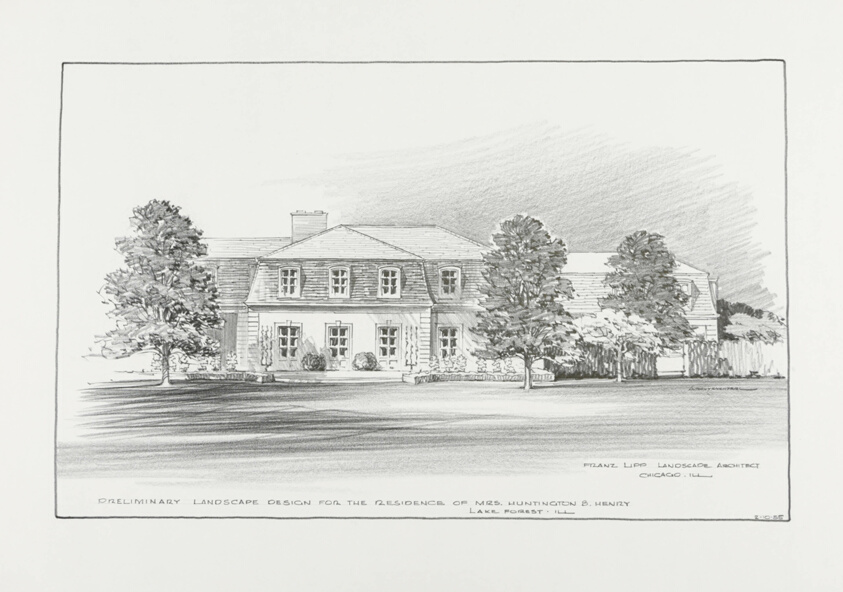 Mrs. Huntington B. Henry House, Lake Forest, Illinois, Lawn Perspective