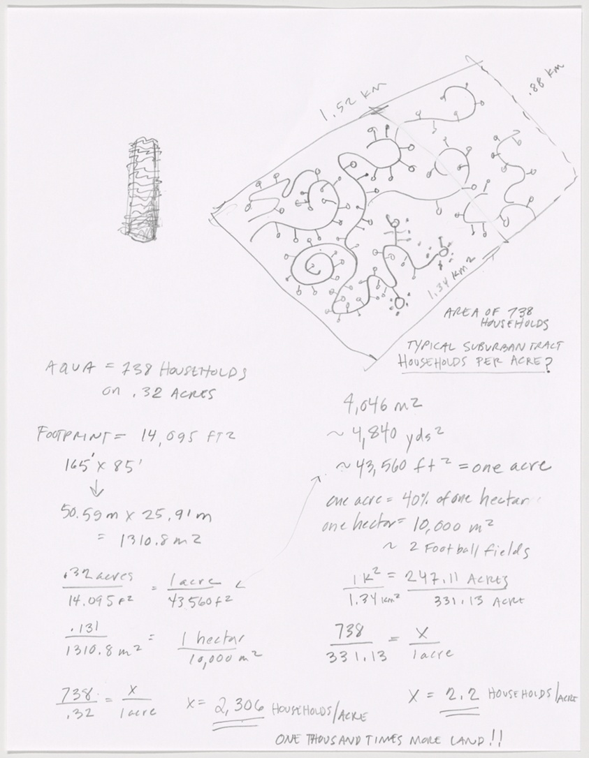 Aqua Tower, Chicago, Illinois, Concept Sketch, Density