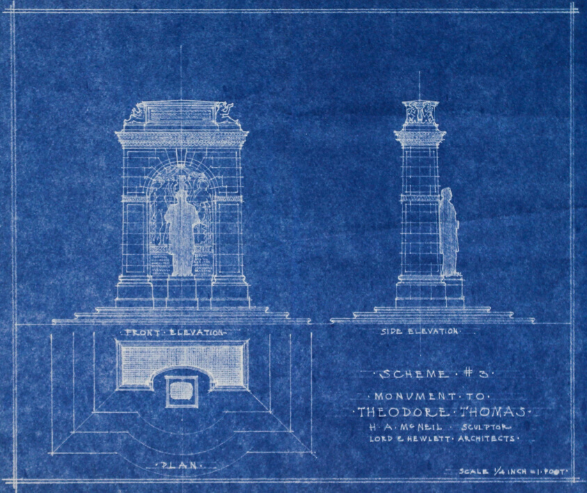 Theodore Thomas Monument, Grant Park, Chicago, Plan and Elevations