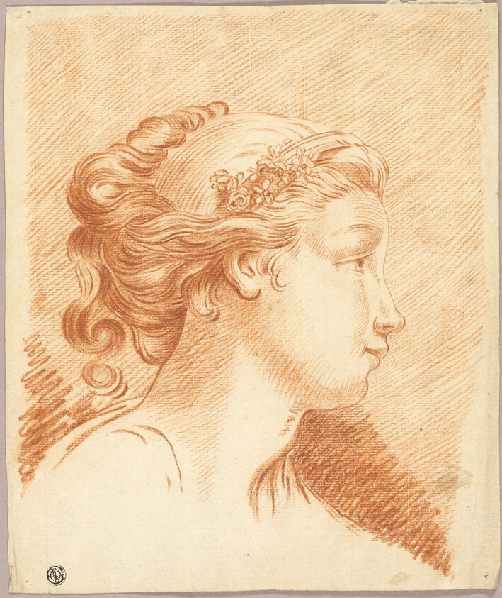 Head of Girl in Profile to Right