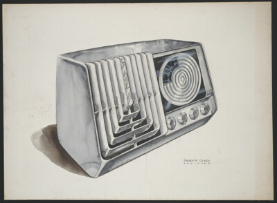 FADA Radio Design, Blue-Gray Radio, Presentation Drawing