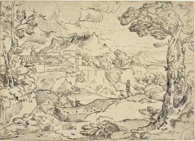 Italian Landscape with Three Figures